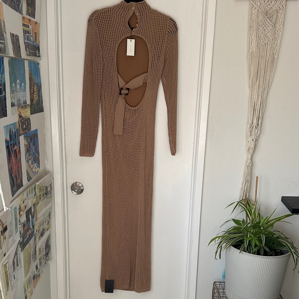 JLUXLABEL Tan Long Sleeve Knit Dress